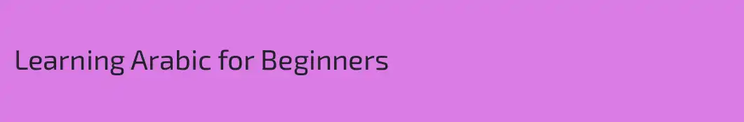 Learning Arabic for Beginners